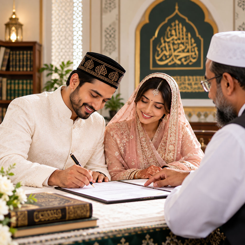 Religious text held during a Muslim law marriage ceremony